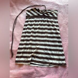 brown white stripe babydoll strapless top 🤎🤍 garage size large